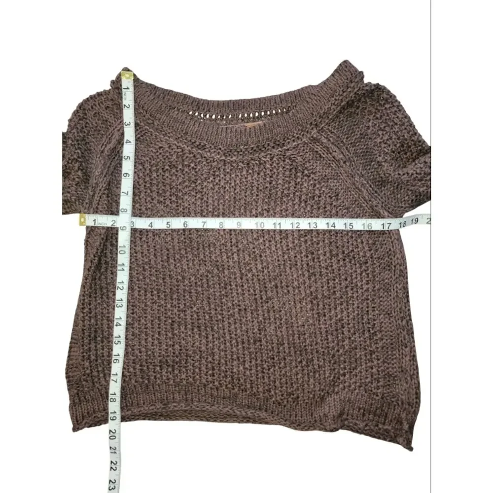 Free People Sahara Star Open Knit Chocolate Brown Sweater Size XS